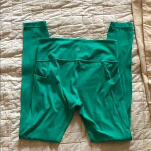 Athleta Salutation Stash Pocket Tight high Teal MT